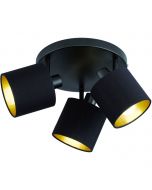 LED Plafondlamp - Plafondverlichting - Trion Torry - E14 Fitting - 3-lichts - Rond - Mat Zwart - Aluminium/Textiel