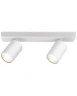 LED Plafondspot - Brinton Betin - GU10 Fitting - 2-lichts - Rond - Mat Wit - Kantelbaar - Aluminium