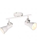 LED Plafondspot - Plafondverlichting - Trion Sanita - E14 Fitting - 2-lichts - Rechthoek - Antiek Wit - Aluminium