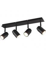 LED Plafondspot - Trion Artion - GU10 Fitting - Spatwaterdicht IP44 - Rechthoek - Mat Zwart - Aluminium