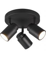 LED Plafondspot - Trion Artion - GU10 Fitting - Spatwaterdicht IP44 - Rond - Mat Zwart - Aluminium