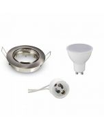 LED Spot Set - GU10 Fitting - Inbouw Rond - Mat Chroom - 4W - Helder/Koud Wit 6400K - Kantelbaar Ø82mm