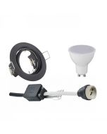 LED Spot Set - GU10 Fitting - Inbouw Rond - Mat Zwart - 4W - Natuurlijk Wit 4200K - Kantelbaar Ø83mm