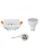 LED Spot Set - GU10 Fitting - Inbouw Vierkant - Mat Wit - 4W - Helder/Koud Wit 6400K - 85mm