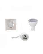 LED Spot Set - GU10 Fitting - Waterdicht IP65 - Dimbaar - Inbouw Vierkant - Mat Chroom - 6W - Warm Wit 3000K - 82mm