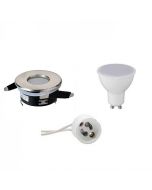 LED Spot Set - GU10 Fitting - Waterdicht IP65 - Inbouw Rond - Mat Chroom - 6W - Helder/Koud Wit 6400K - Ø82mm