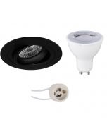 LED Spot Set - Pragmi Alpin Pro - GU10 Fitting - Dimbaar - Inbouw Rond - Mat Zwart - 6W - Helder/Koud Wit 6400K - Kantelbaar Ø92mm