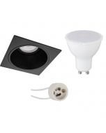 LED Spot Set - Pragmi Minko Pro - GU10 Fitting - Inbouw Vierkant - Mat Zwart - 4W - Warm Wit 3000K - Verdiept - 90mm