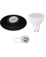 LED Spot Set - Pragmi Nivas Pro - GU10 Fitting - Inbouw Rond - Mat Zwart - 4W - Warm Wit 3000K - Trimless - Kantelbaar - Ø150mm