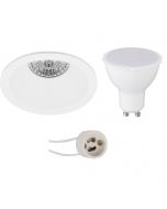 LED Spot Set - Pragmi Pollon Pro - GU10 Fitting - Inbouw Rond - Mat Wit - 4W - Warm Wit 3000K - Verdiept - Ø82mm