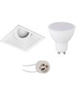 LED Spot Set - Pragmi Zano Pro - GU10 Fitting - Inbouw Vierkant - Mat Wit - 4W - Warm Wit 3000K - Kantelbaar - 93mm