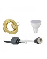 LED Spot Set - Trion - GU10 Fitting - Inbouw Rond - Mat Goud - 6W - Helder/Koud Wit 6400K - Kantelbaar Ø83mm