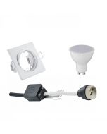 LED Spot Set - Trion - GU10 Fitting - Inbouw Vierkant - Mat Wit - 4W - Helder/Koud Wit 6400K - Kantelbaar 80mm