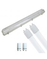 LED TL Armatuur met T8 Buis Incl. Starter - Aigi Hari - 150cm Dubbel - 44W - Natuurlijk Wit 4200K - Waterdicht IP65