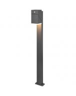 LED Tuinverlichting met Bewegingssensor - Staande Buitenlamp - Trion Avirma - 7W - Warm Wit 3000K - Rechthoek - Mat Zwart - Aluminium - 100cm