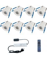 LED Veranda Spot Verlichting 6 Pack - 1W - Warm Wit 3000K - Inbouw - Rond - Mat Wit - Aluminium - Ø31mm