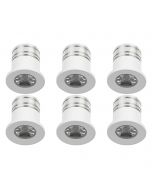 LED Veranda Spot Verlichting 6 Pack - 1W - Warm Wit 3000K - Inbouw - Rond - Mat Wit - Aluminium - Ø31mm