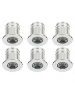 LED Veranda Spot Verlichting 6 Pack - 1W - Warm Wit 3000K - Inbouw - Rond - Mat Wit - Aluminium - Ø31mm