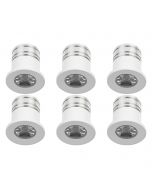 LED Veranda Spot Verlichting 6 Pack - 1W - Warm Wit 3000K - Inbouw - Rond - Mat Wit - Aluminium - Ø31mm