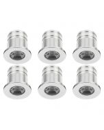 LED Veranda Spot Verlichting 6 Pack - 1W - Warm Wit 3000K - Inbouw - Rond - Mat Wit - Aluminium - Ø31mm