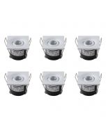 LED Veranda Spot Verlichting 6 Pack - Inbouw Vierkant 1W - Natuurlijk Wit 4200K - Mat Wit Aluminium - 40mm