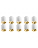 Opbouwspot 10 Pack - Pragmi Cliron Pro - GU10 Fitting - Opbouw Rond - Mat Wit/Goud - Aluminium - Verdiept - Ø90mm