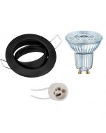 OSRAM - LED Spot Set - Parathom PAR16 927 36D - GU10 Fitting - Dimbaar - Inbouw Rond - Mat Zwart - 3.7W - Warm Wit 2700K - Kantelbaar Ø82mm