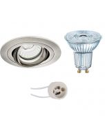 OSRAM - LED Spot Set - Parathom PAR16 927 36D - Pragmi Alpin Pro - GU10 Fitting - Dimbaar - Inbouw Rond - Mat Nikkel - 3.7W - Warm Wit 2700K - Kantelbaar - Ø92mm