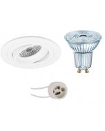 OSRAM - LED Spot Set - Parathom PAR16 927 36D - Pragmi Alpin Pro - GU10 Fitting - Dimbaar - Inbouw Rond - Mat Wit - 3.7W - Warm Wit 2700K - Kantelbaar Ø92mm