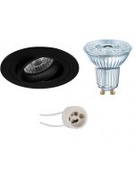 OSRAM - LED Spot Set - Parathom PAR16 927 36D - Pragmi Alpin Pro - GU10 Fitting - Dimbaar - Inbouw Rond - Mat Zwart - 3.7W - Warm Wit 2700K - Kantelbaar Ø92mm