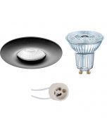 OSRAM - LED Spot Set - Parathom PAR16 927 36D - Pragmi Luno Pro - Waterdicht IP65 - GU10 Fitting - Dimbaar - Inbouw Rond - Mat Zwart - 3.7W - Warm Wit 2700K - Ø82mm