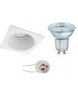 OSRAM - LED Spot Set - Parathom PAR16 927 36D - Pragmi Minko Pro - GU10 Fitting - Dimbaar - Inbouw Vierkant - Mat Wit - 3.7W - Warm Wit 2700K - Verdiept - 90mm