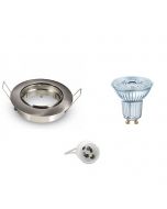 OSRAM - LED Spot Set - Parathom PAR16 927 36D - GU10 Fitting - Dimbaar - Inbouw Rond - Mat Chroom - 3.7W - Warm Wit 2700K - Kantelbaar Ø90mm