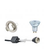 OSRAM - LED Spot Set - Parathom PAR16 930 36D - GU10 Fitting - Dimbaar - Inbouw Rond - Mat Nikkel - 3.7W - Warm Wit 3000K - Kantelbaar Ø83mm