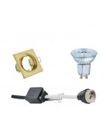 OSRAM - LED Spot Set - Parathom PAR16 930 36D - GU10 Fitting - Dimbaar - Inbouw Vierkant - Mat Goud - 5.5W - Warm Wit 3000K - Kantelbaar 80mm