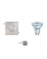 OSRAM - LED Spot Set - Parathom PAR16 927 36D - GU10 Fitting - Waterdicht IP65 - Dimbaar - Inbouw Vierkant - Mat Chroom - 5.5W - Warm Wit 2700K - 82mm