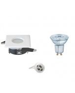 OSRAM - LED Spot Set - Parathom PAR16 940 36D - GU10 Fitting - Waterdicht IP65 - Dimbaar - Inbouw Vierkant - Mat Wit - 3.7W - Natuurlijk Wit 4000K - 82mm