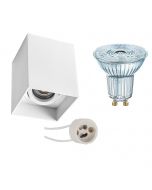 OSRAM - Opbouwspot Set - Parathom PAR16 927 36D - Pragmi Luxina Pro - GU10 Fitting - Dimbaar - Opbouw Vierkant - Mat Wit - 3.7W - Warm Wit 2700K - Verdiept - Kantelbaar - 90mm