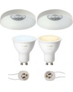 PHILIPS HUE - LED Spot Set GU10 - White Ambiance - Bluetooth - Pragmi Vrito Pro - Inbouw Rond - Mat Wit - Ø82mm