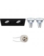 PHILIPS - LED Spot Set - MASTER 927 36D VLE - Pragmi Borny Pro - GU10 Fitting - DimTone Dimbaar - Inbouw Rechthoek Dubbel - Mat Zwart - 3.7W - Warm Wit 2200K-2700K - Kantelbaar - 175x92mm