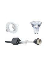 PHILIPS - LED Spot Set - SceneSwitch 827 36D - GU10 Fitting - Dimbaar - Inbouw Rond - Mat Wit - 1.5W-5W - Warm Wit 2200K-2700K - Kantelbaar Ø83mm