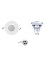 PHILIPS - LED Spot Set - SceneSwitch 827 36D - GU10 Fitting - Waterdicht IP65 - Dimbaar - Inbouw Rond - Mat Wit - 1.5W-5W - Warm Wit 2200K-2700K - Ø82mm