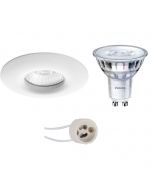 PHILIPS - LED Spot Set - SceneSwitch 827 36D - Pragmi Luno Pro - Wasserdicht IP65 - GU10 Sockel - Dimmbar - Einbau Rund - Mattweiß - 1.5W-5W - Warmweiß 2200K-2700K - Ø82mm