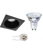 PHILIPS - LED Spot Set - SceneSwitch 827 36D - Pragmi Minko Pro - GU10 Fitting - Dimbaar - Inbouw Vierkant - Mat Zwart - 1.5W-5W - Warm Wit 2200K-2700K - Verdiept - 90mm