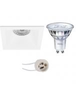 PHILIPS - LED Spot Set - SceneSwitch 827 36D - Pragmi Pollon Pro - GU10 Fitting - Dimbaar - Inbouw Vierkant - Mat Wit - 1.5W-5W - Warm Wit 2200K-2700K - Verdiept - 82mm