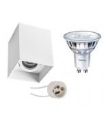 PHILIPS - Opbouwspot Set - SceneSwitch 827 36D - Pragmi Luxina Pro - GU10 Fitting - Dimbaar - Opbouw Vierkant - Mat Wit - 1.5W-5W - Warm Wit 2200K-2700K - Verdiept - Kantelbaar - 90mm