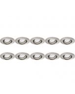 Spot Armatuur 10 Pack - Pragmi Alpin Pro - GU10 Fitting - Inbouw Rond - Mat Nikkel - Aluminium - Kantelbaar - Ø92mm