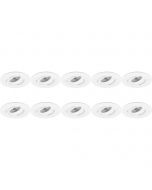 Spot Armatuur 10 Pack - Pragmi Alpin Pro - GU10 Fitting - Inbouw Rond - Mat Wit - Aluminium - Kantelbaar - Ø92mm