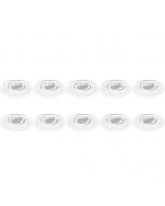 Spot Armatuur 10 Pack - Pragmi Domy Pro - GU10 Fitting - Inbouw Rond - Mat Wit - Aluminium - Verdiept - Kantelbaar - Ø105mm