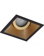 Spot Armatuur GU10 - Pragmi Zano Pro - Inbouw Vierkant - Mat Zwart/Goud - Aluminium - Kantelbaar - 93mm